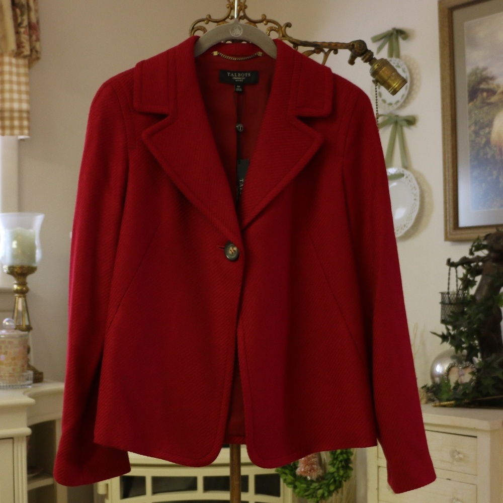 NEW Talbots Red Wool Blazer